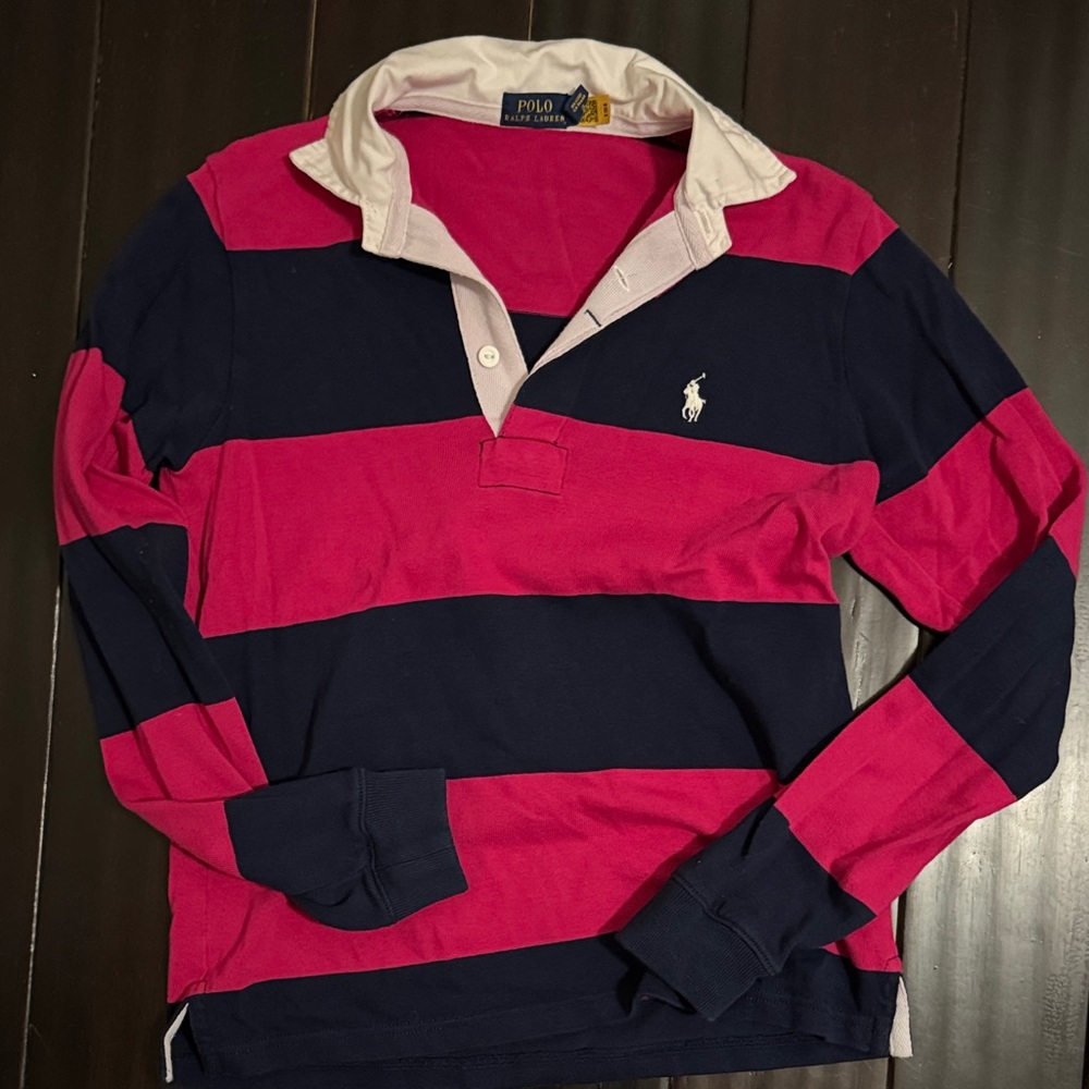 Polo by Ralph Lauren Pink and Navy Long Sleeve Top